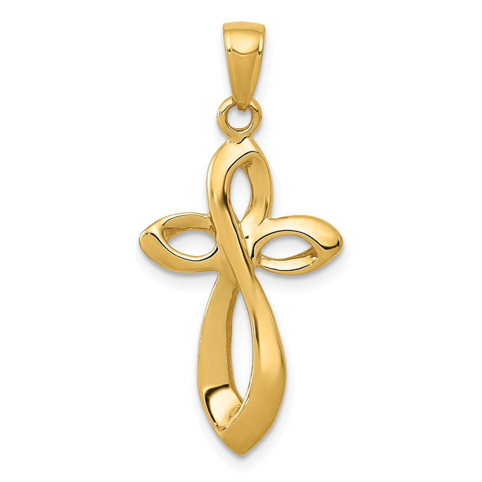 14K Polished w/Satin Figure 8 Cross Pendant-C4291