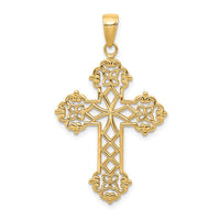 14K Lacey Budded Cross Pendant-C4306