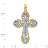 14K Two-tone Diamond-cut Layered Cross Pendant-C4325