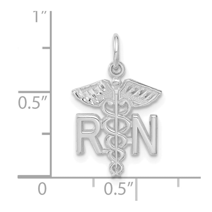 14k White Gold RN Nurse Charm-C432W