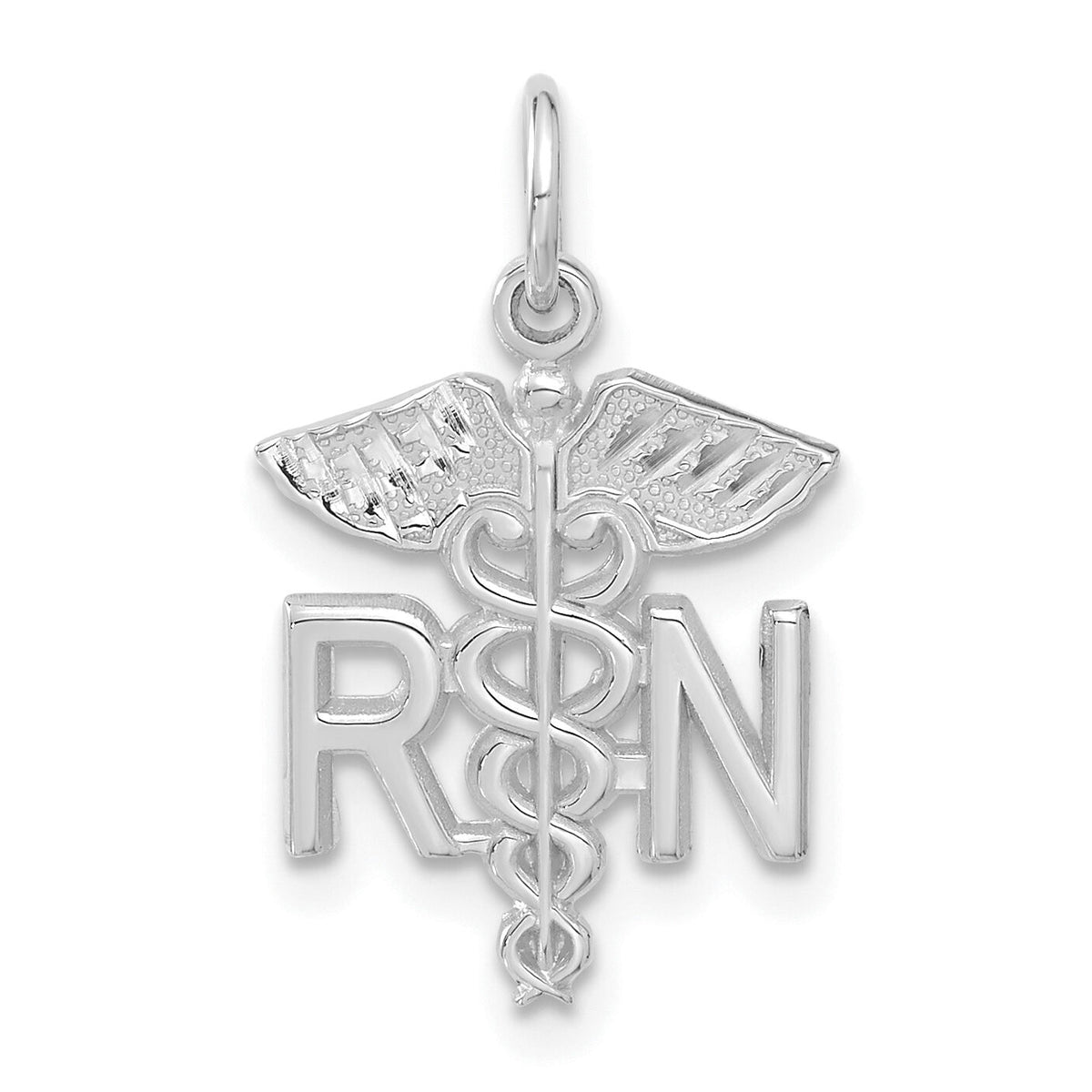 14k White Gold RN Nurse Charm-C432W