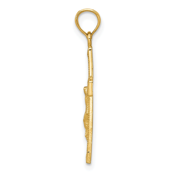 14K Beveled Tipped Crucifix Pendant-C4341