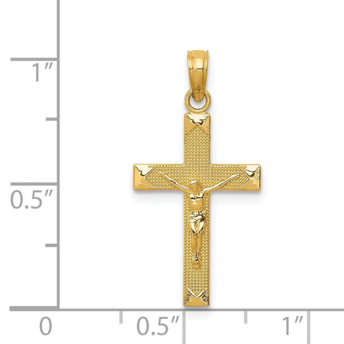 14K Beveled Tipped Crucifix Pendant-C4341
