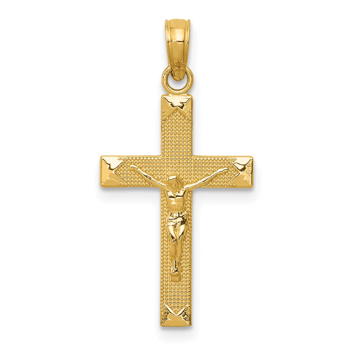 14K Beveled Tipped Crucifix Pendant-C4341