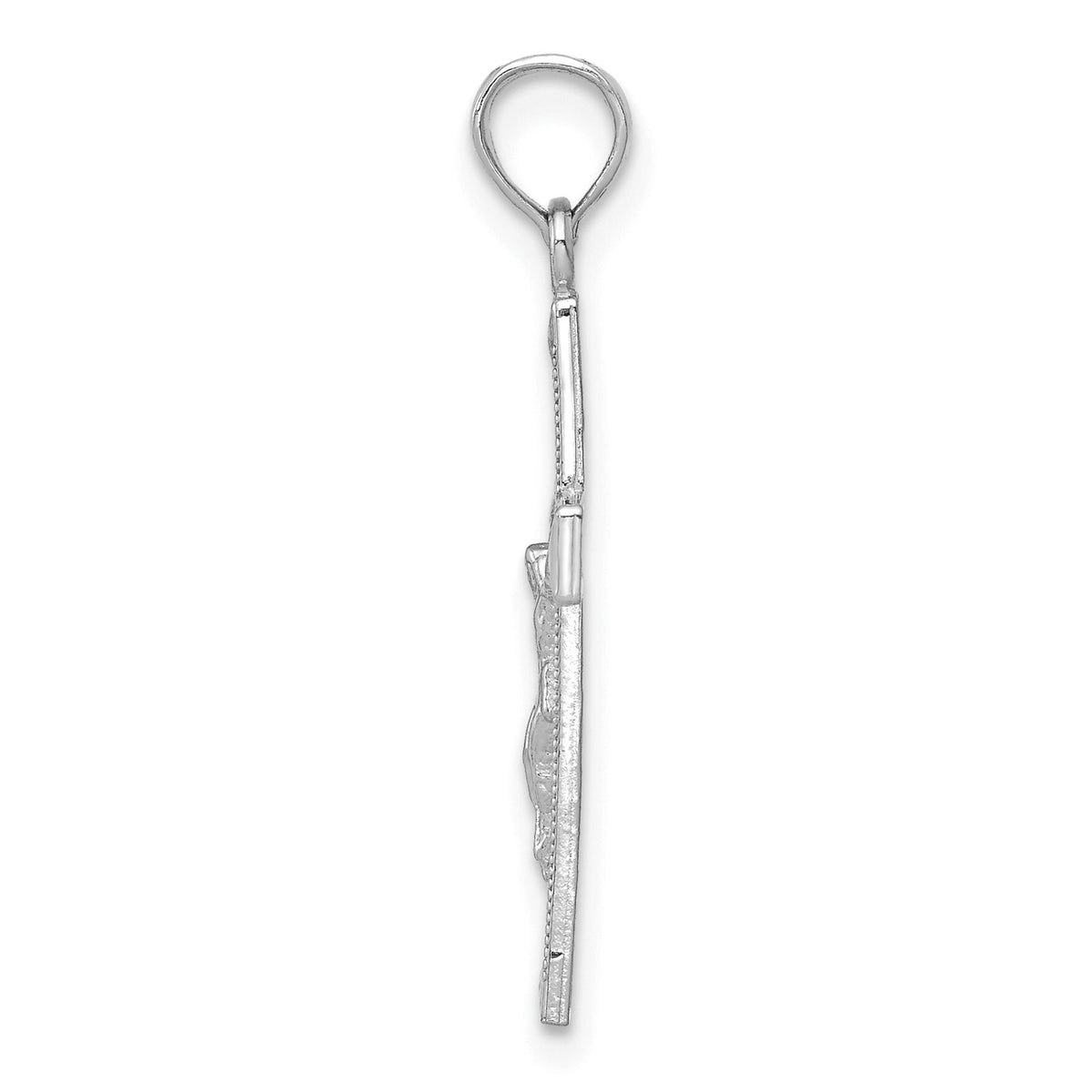 14K White Gold Beveled Tipped Crucifix Pendant-C4341W