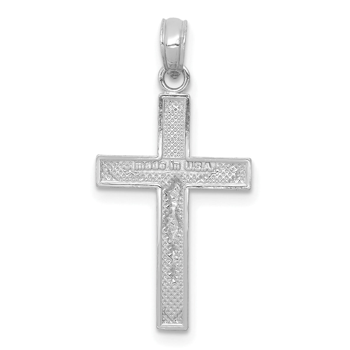 14K White Gold Beveled Tipped Crucifix Pendant-C4341W