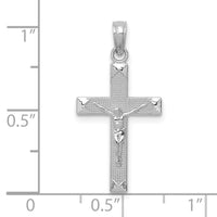 14K White Gold Beveled Tipped Crucifix Pendant-C4341W