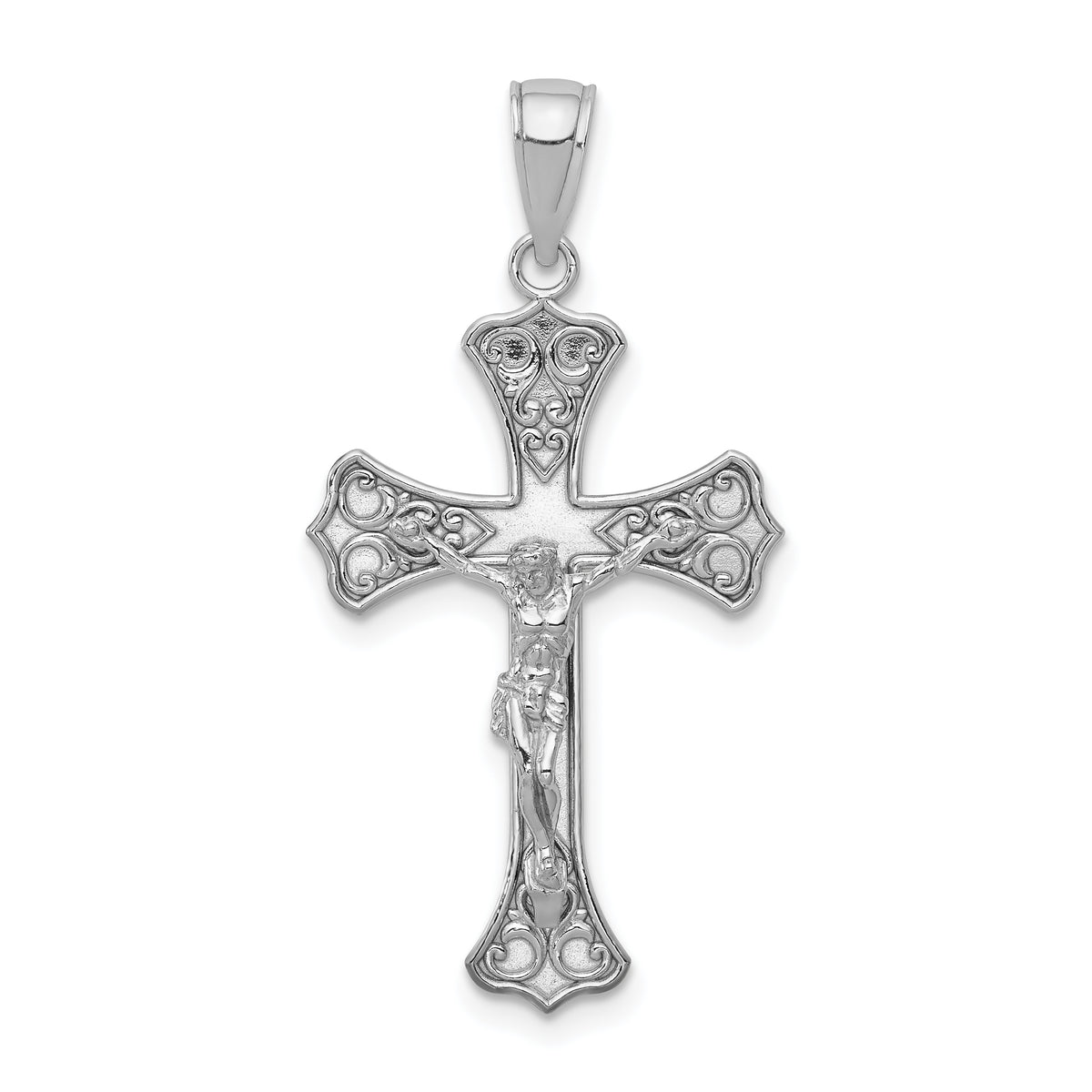 14K White Gold Crucifix Pendant-C4345W