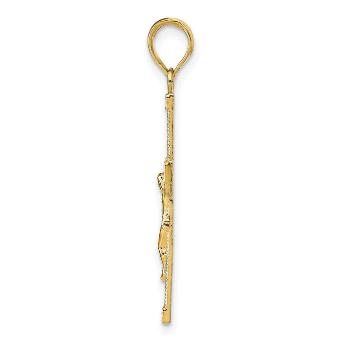 14K Diamond-cut Fancy Tipped Crucifix Pendant-C4350
