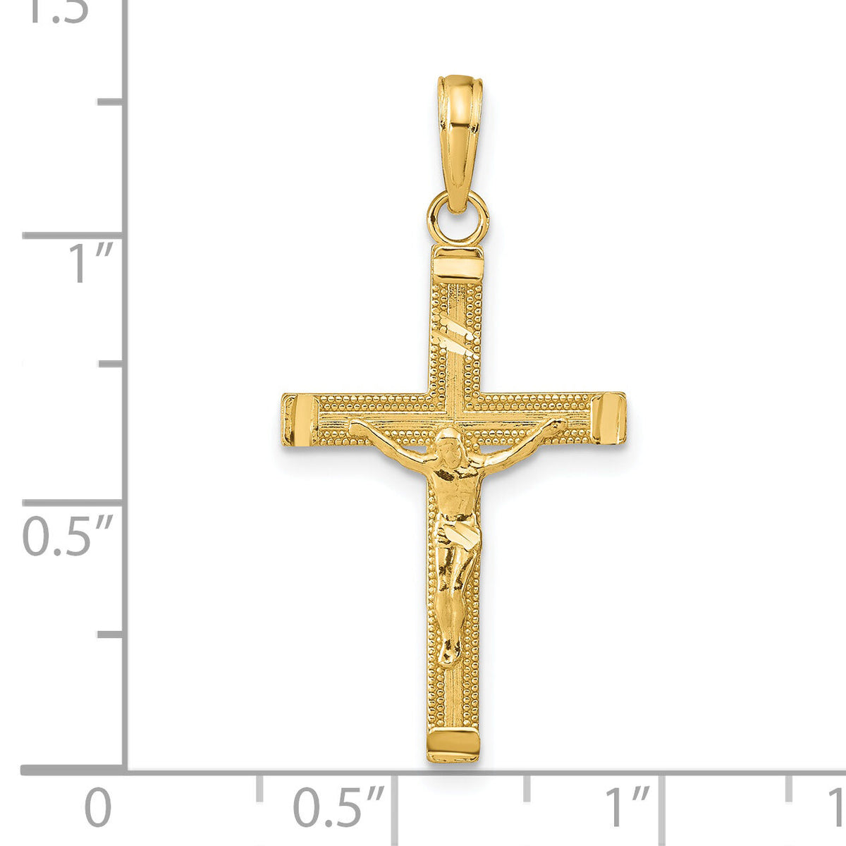 14K Diamond-cut Fancy Tipped Crucifix Pendant-C4350