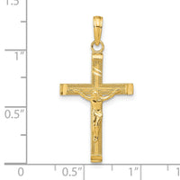 14K Diamond-cut Fancy Tipped Crucifix Pendant-C4350