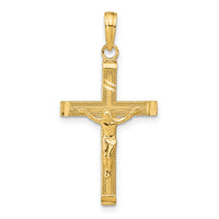 14K Diamond-cut Fancy Tipped Crucifix Pendant-C4350