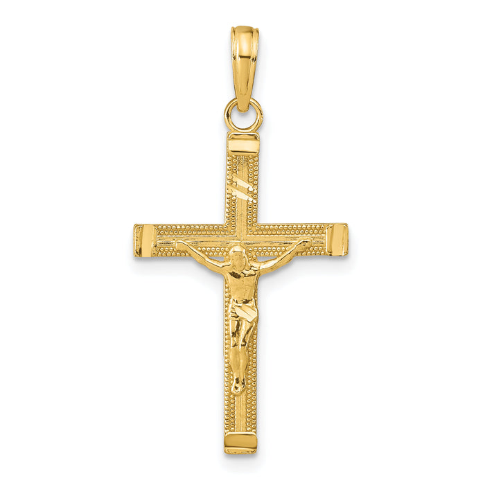 14K Diamond-cut Fancy Tipped Crucifix Pendant-C4350