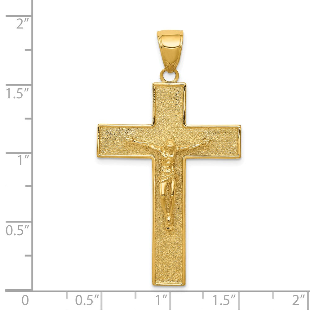 14K Textured Crucifix Latin Cross Pendant-C4353