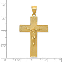 14K Textured Crucifix Latin Cross Pendant-C4353
