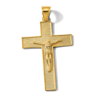 14K Textured Crucifix Latin Cross Pendant-C4353