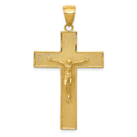 14K Textured Crucifix Latin Cross Pendant-C4353