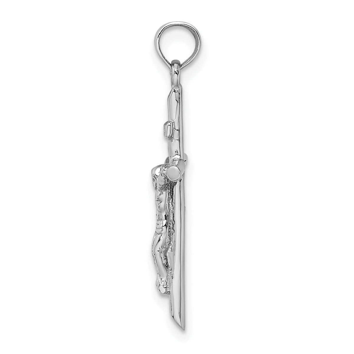 14K White Gold Stick Style Crucifix Pendant-C4355W