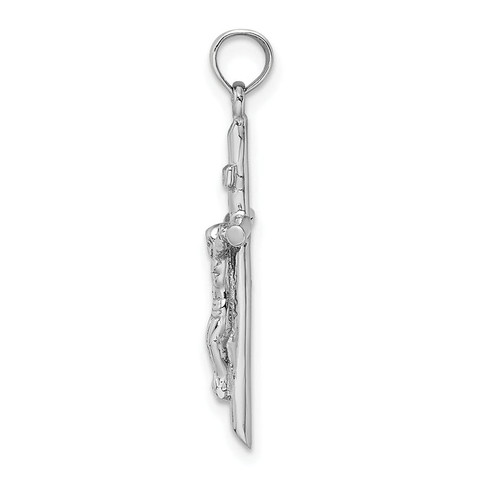 14K White Gold Stick Style Crucifix Pendant-C4355W