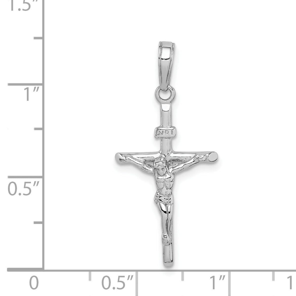 14K White Gold Stick Style Crucifix Pendant-C4355W