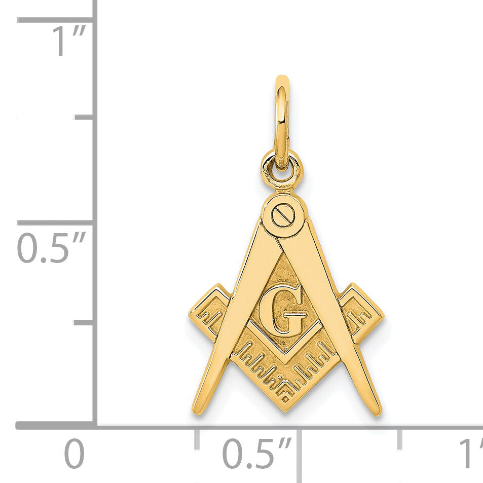 14k Polished and Textured Masonic Symbol Charm-C436