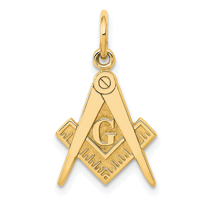 14k Polished and Textured Masonic Symbol Charm-C436