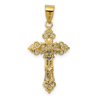 14K Two-Tone Small Lacy-Edge Inri Crucifix Pendant-C4386