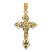 14K Two-Tone Medium Lacy-Edge Inri Crucifix Pendant-C4387