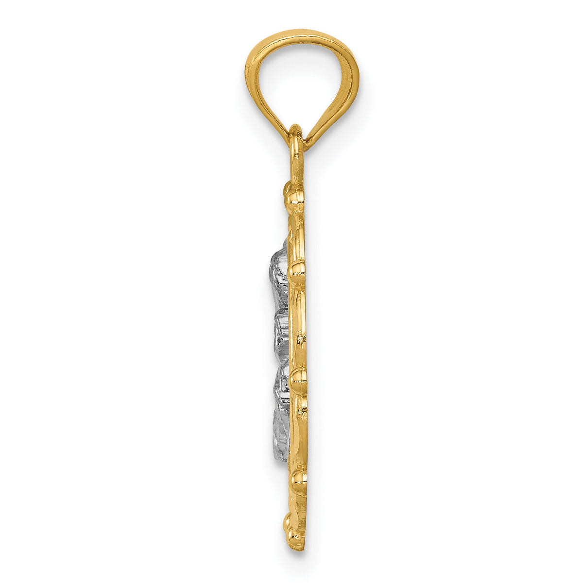 14k w/Rhodium Mother Holding Baby Pendant-C4403