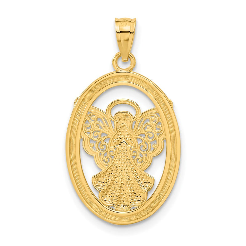 14K W/Rhodium BELIEVE PEACE FAITH HOPE Angel Pendant-C4406