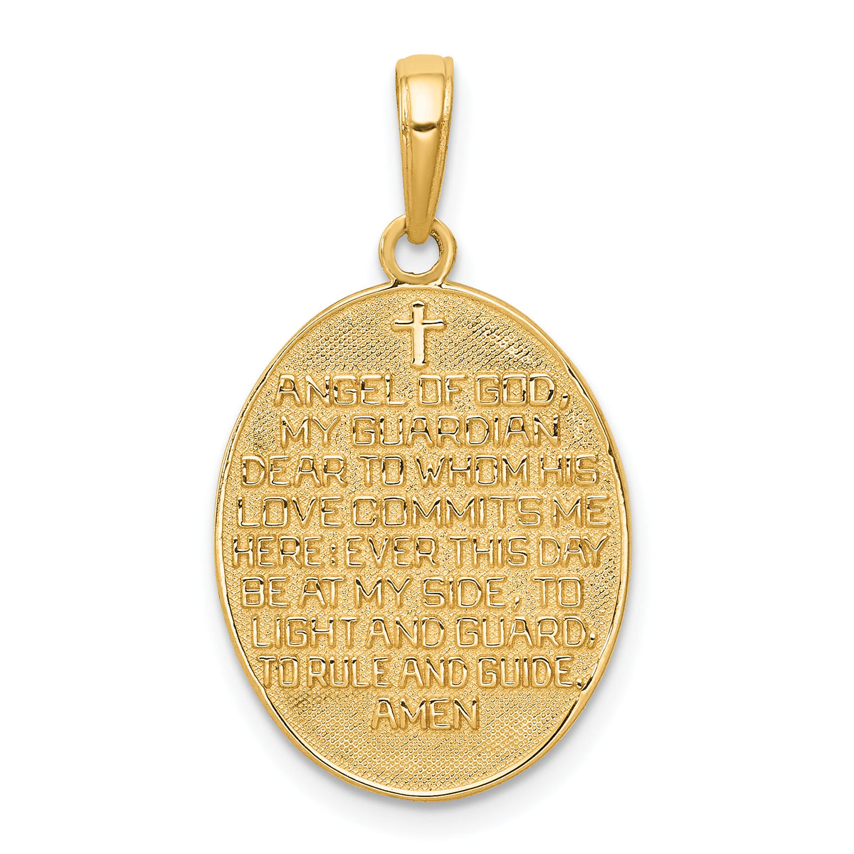 14K W/Rhodium Reversible Guardian Angel Prayer Pendant-C4410