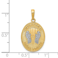 14K W/Rhodium Reversible Guardian Angel Prayer Pendant-C4410