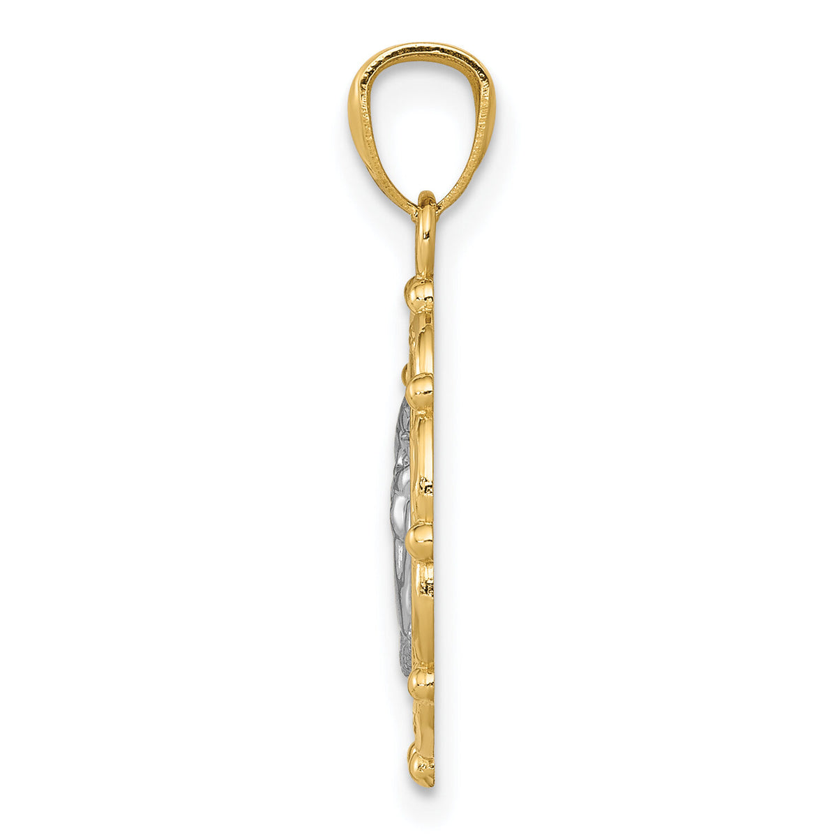 14k w/Rhodium Angel Pendant-C4412