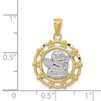 14k w/Rhodium Angel Pendant-C4412