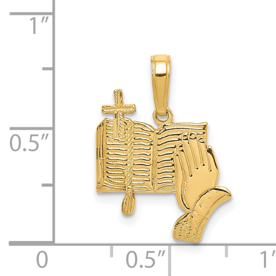 14K Bible, Praying Hands, and Cross Pendant-C4419