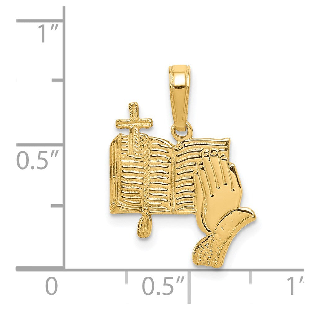 14K Bible, Praying Hands, and Cross Pendant-C4419