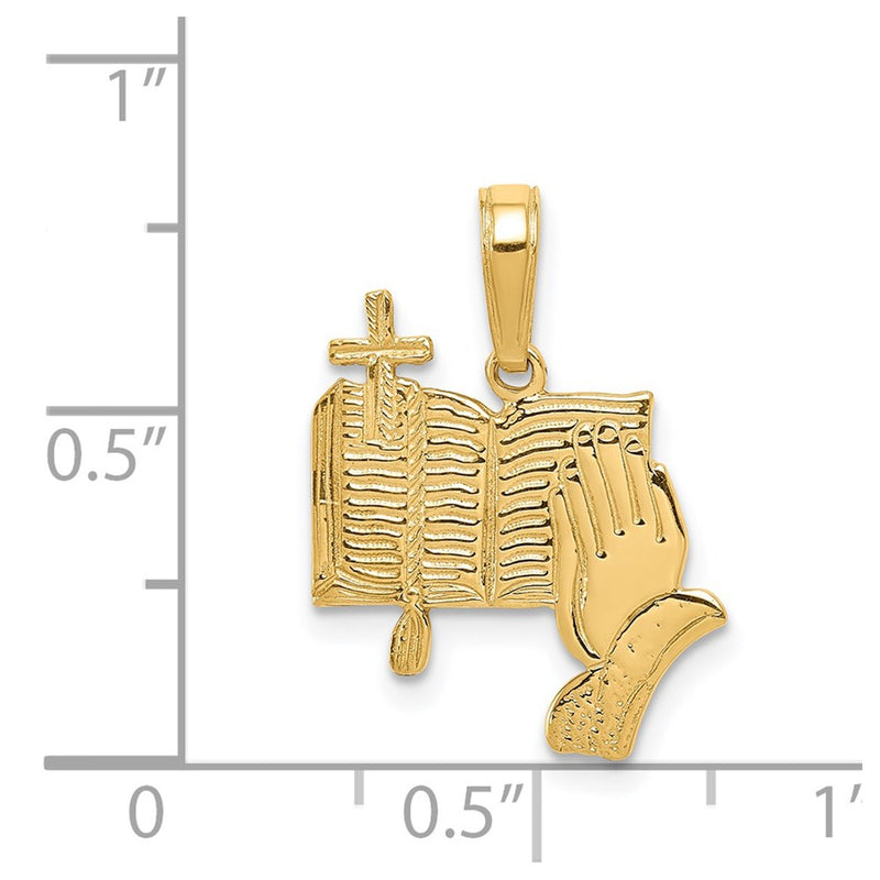 14K Bible, Praying Hands, and Cross Pendant-C4419