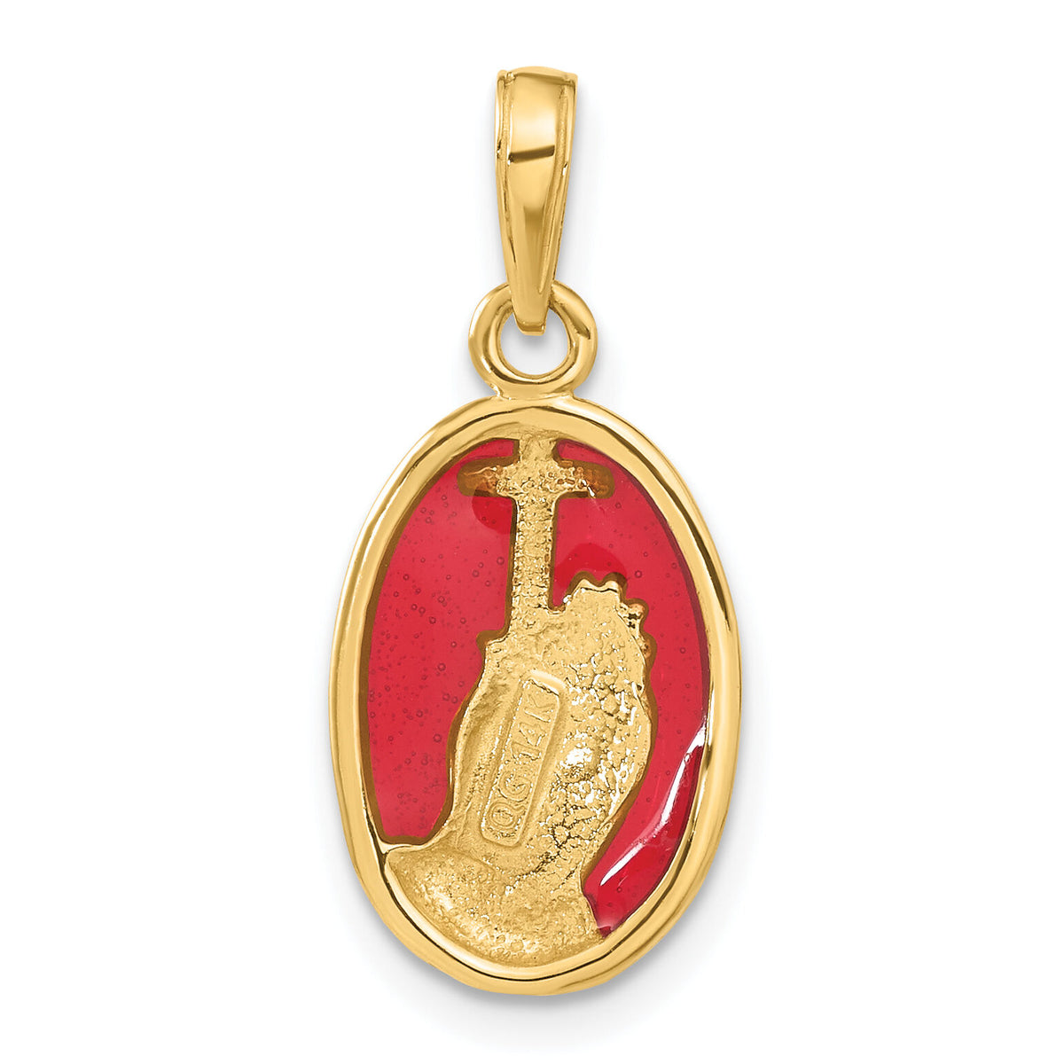 14K Red Enamel Praying Hands and Cross Pendant-C4420