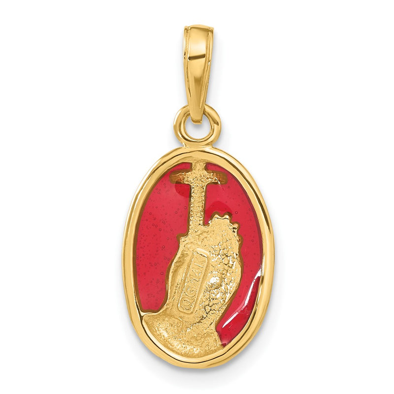 14K Red Enamel Praying Hands and Cross Pendant-C4420