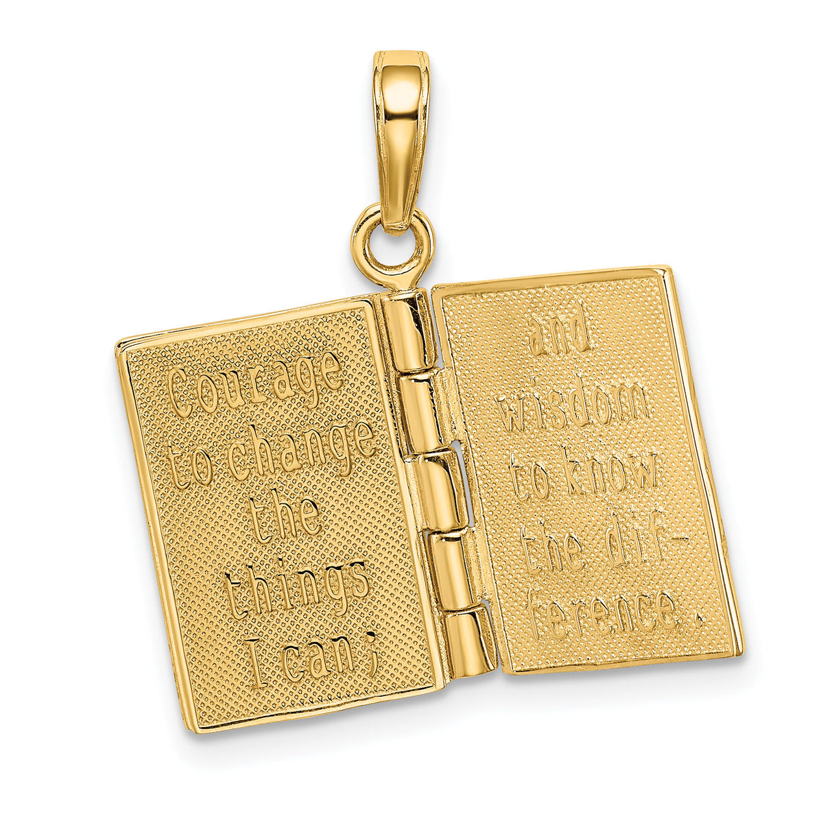 14K 3-D Moveable Pages Serenity Prayer Book Pendant-C4424