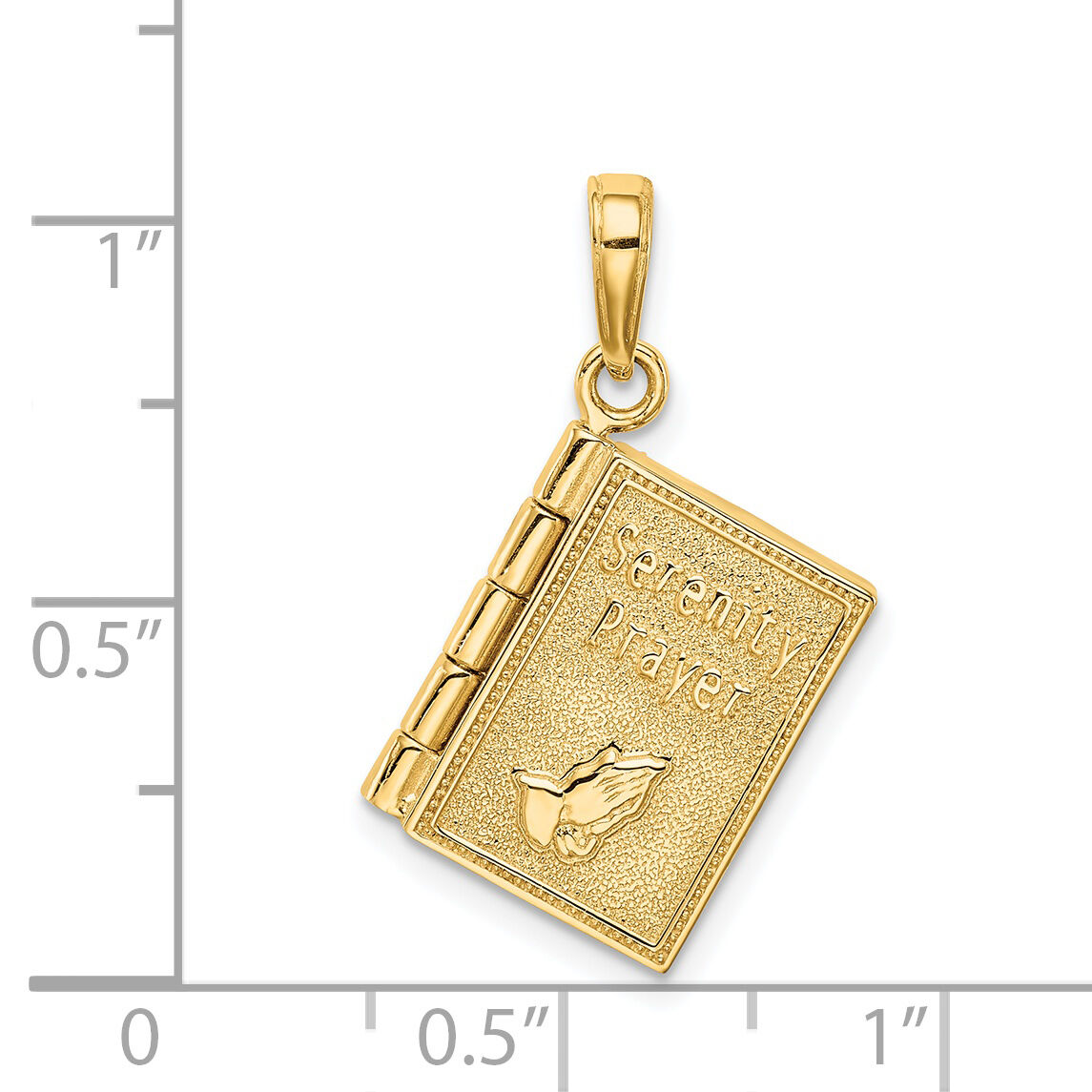 14K 3-D Moveable Pages Serenity Prayer Book Pendant-C4424