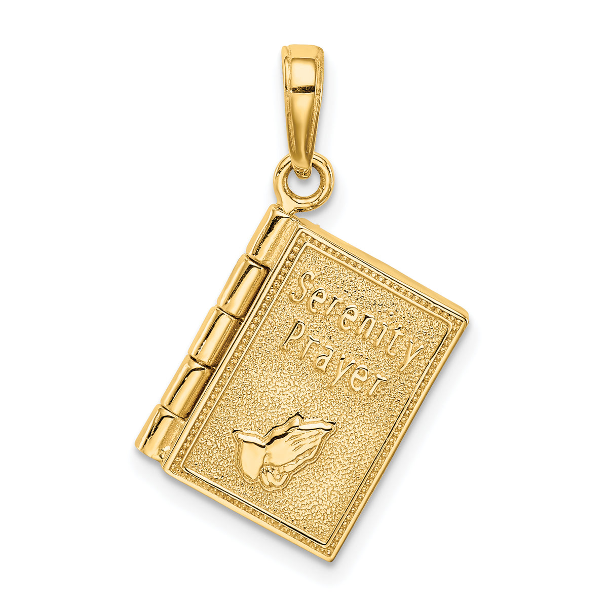 14K 3-D Moveable Pages Serenity Prayer Book Pendant-C4424