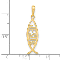 14K Ichthus Fish W/ JESUS Pendant-C4446