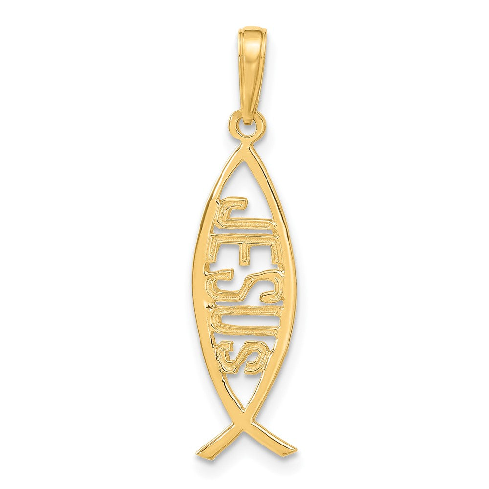 14K Ichthus Fish W/ JESUS Pendant-C4446