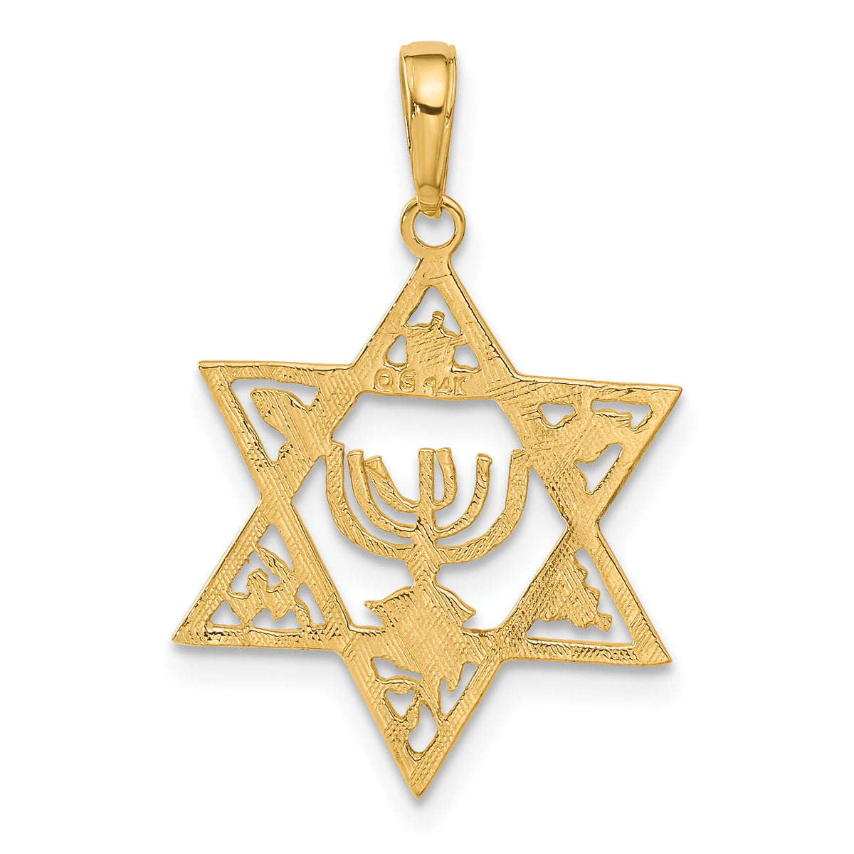 14K Star of David w/Menorah Pendant-C4452