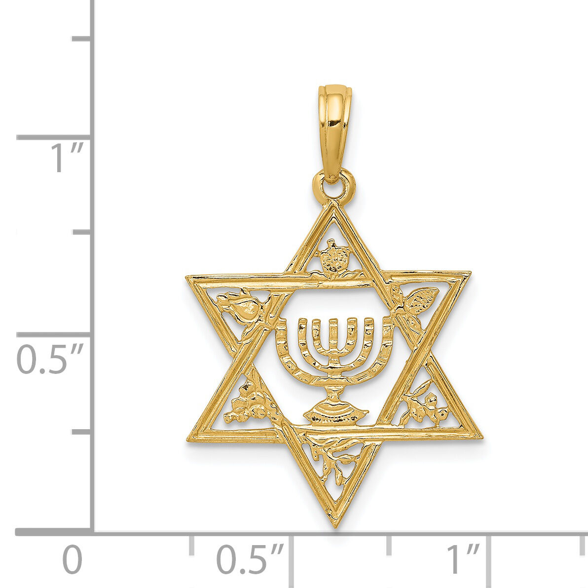 14K Star of David w/Menorah Pendant-C4452
