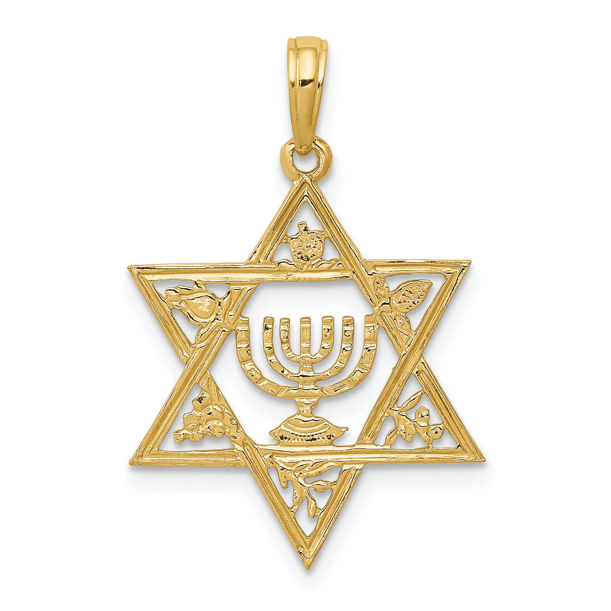 14K Star of David w/Menorah Pendant-C4452
