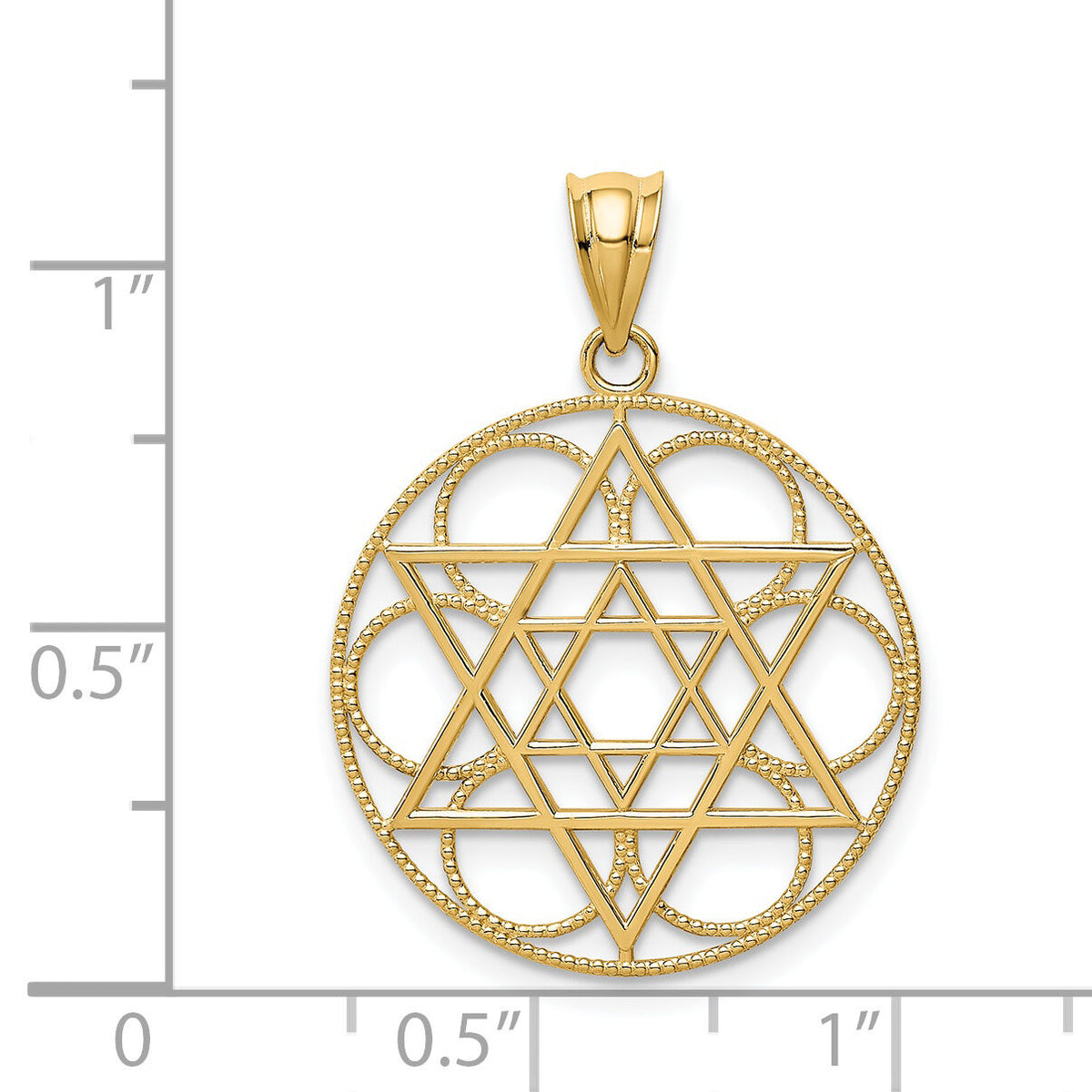 14k Star of David Circle Pendant-C4453