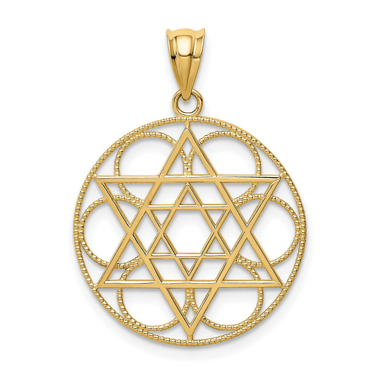 14k Star of David Circle Pendant-C4453