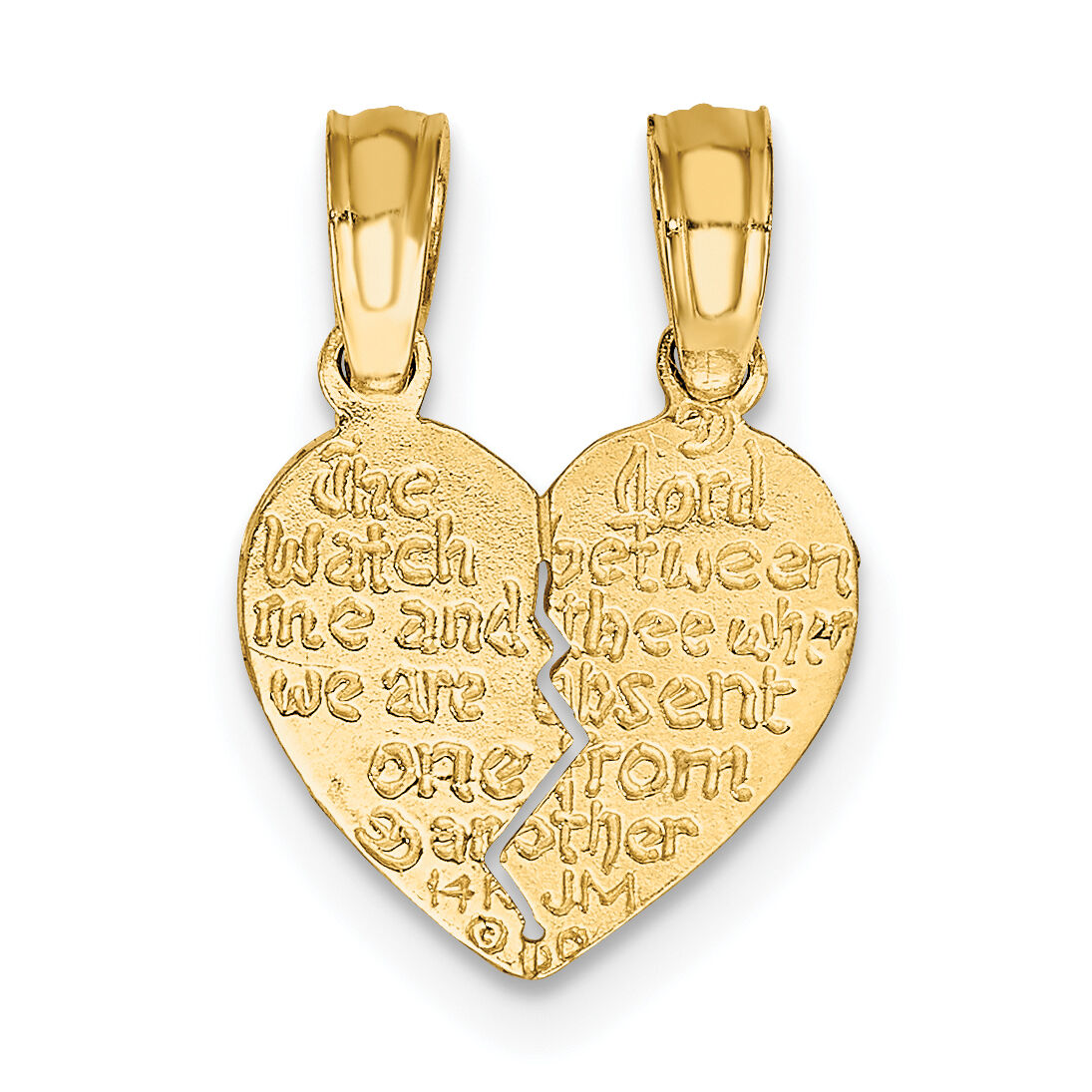 14K Reversible Break apart Mizpah Heart Charm-C4456